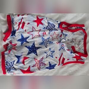 Red and Blue Star-Patterned Sleeveless Top